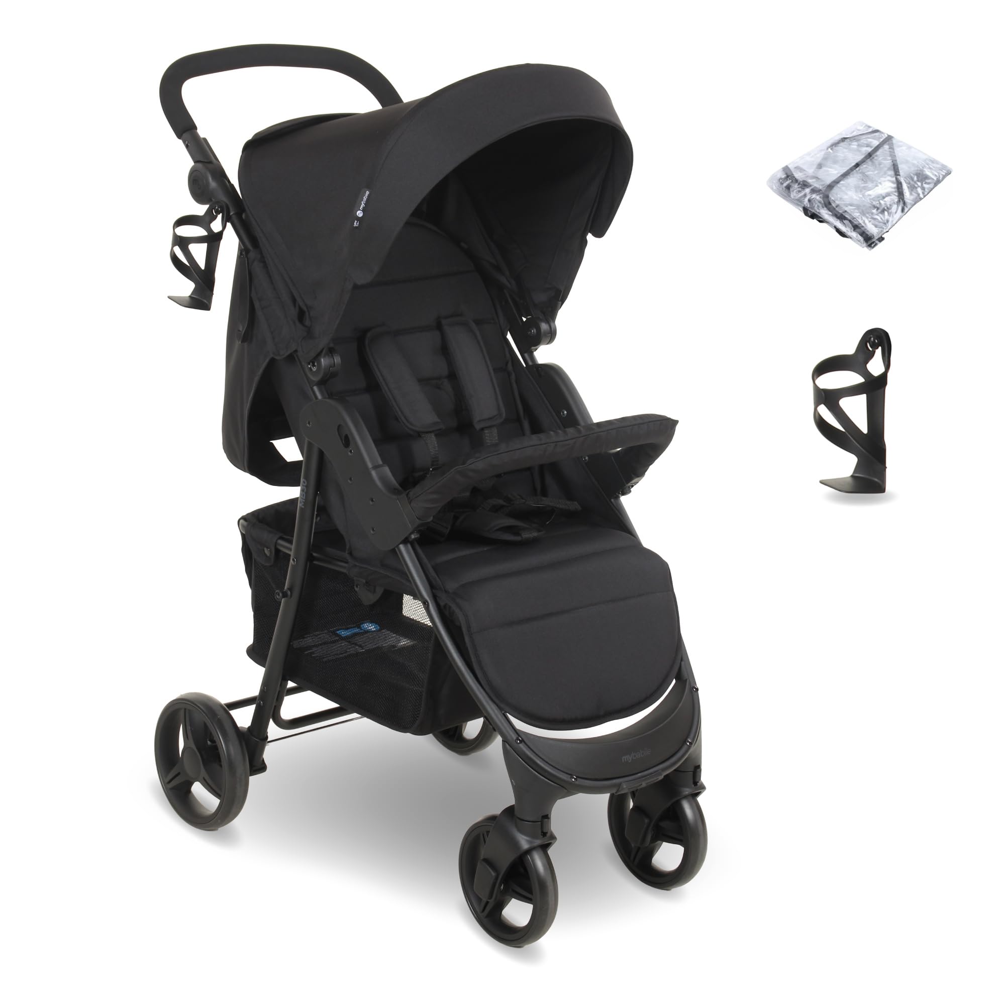 My Babiie MB30 Pushchair – from Birth to 4 Years (22kg), Easy Compact Fold, Large Shopping Basket, Adjustable Handle, Stroller Includes Cup Holder, Rain Cover – Oatmeal