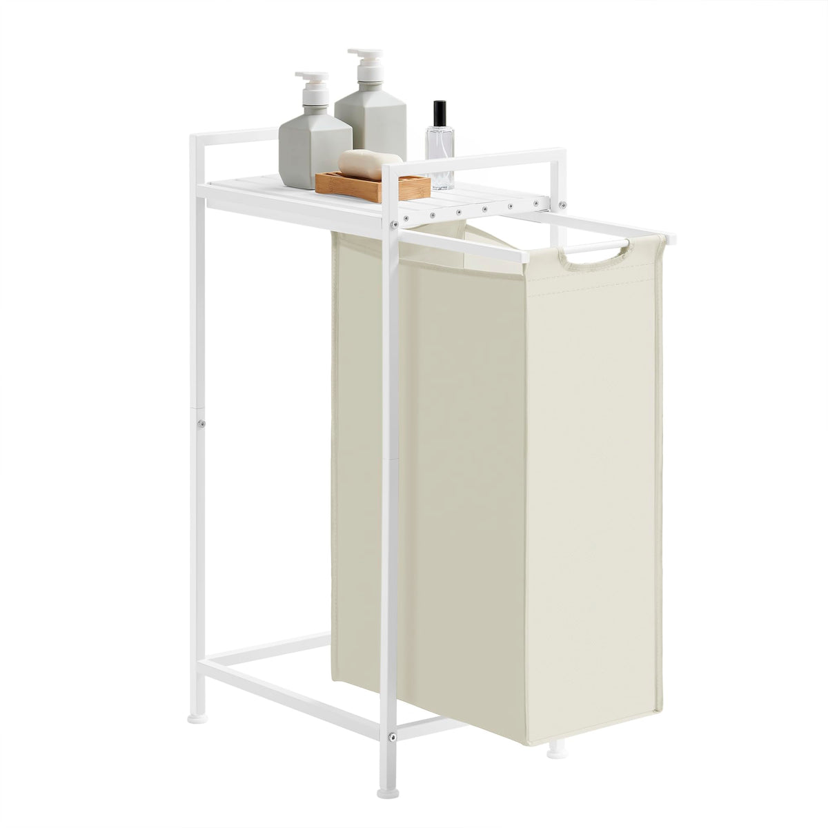 VASAGLE Laundry Basket, 3-Compartment Laundry Hamper, Pull-Out and Removable Liner Bags, Clothes Sorter, Shelf, Metal Frame, 3 x 40 L, 92.5 x 33 x 72 cm, Ink Black and Rustic Brown BLH301B01