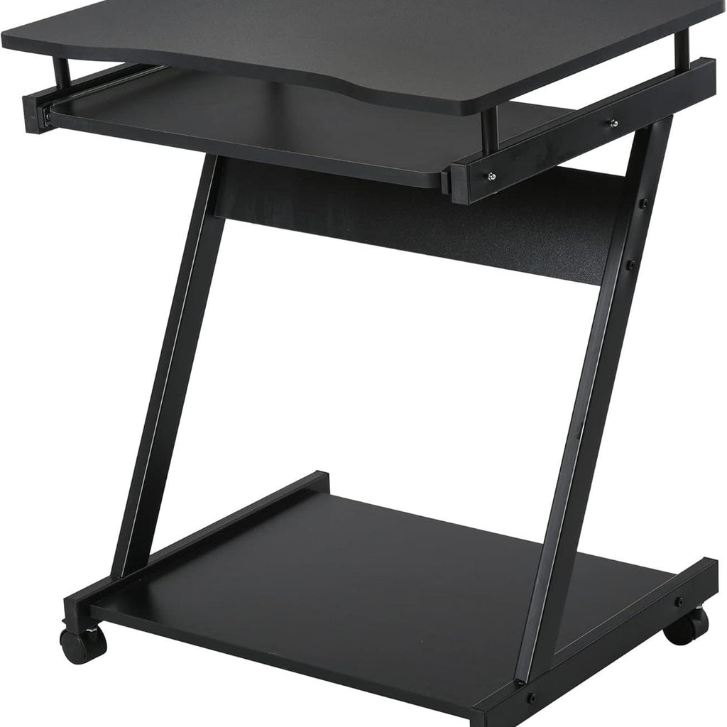 Movable Computer Desk with 4 Moving Wheels Sliding Keyboard Tray Home Office Workstation White