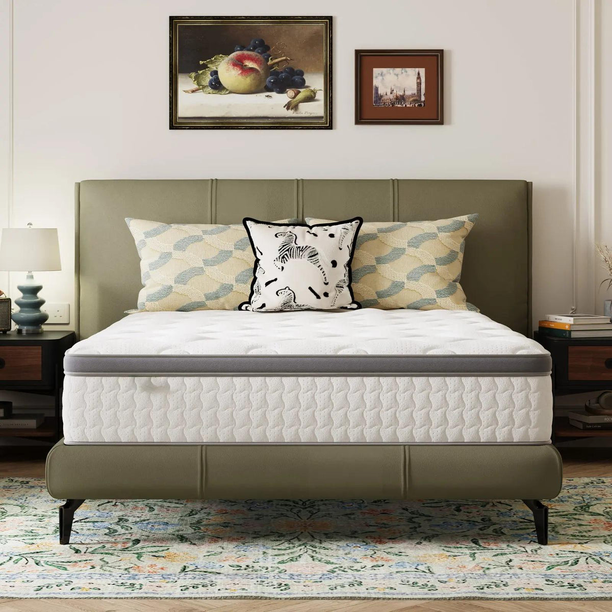 Hybrid Innerspring Mattress, 25cm Thick Comfort Bed Mattress with Cool‑Touch Breathable Cover, Pressure Relief & Motion Isolation Hybrid Mattress, Single/Double/King Size for Bedroom Guest Room