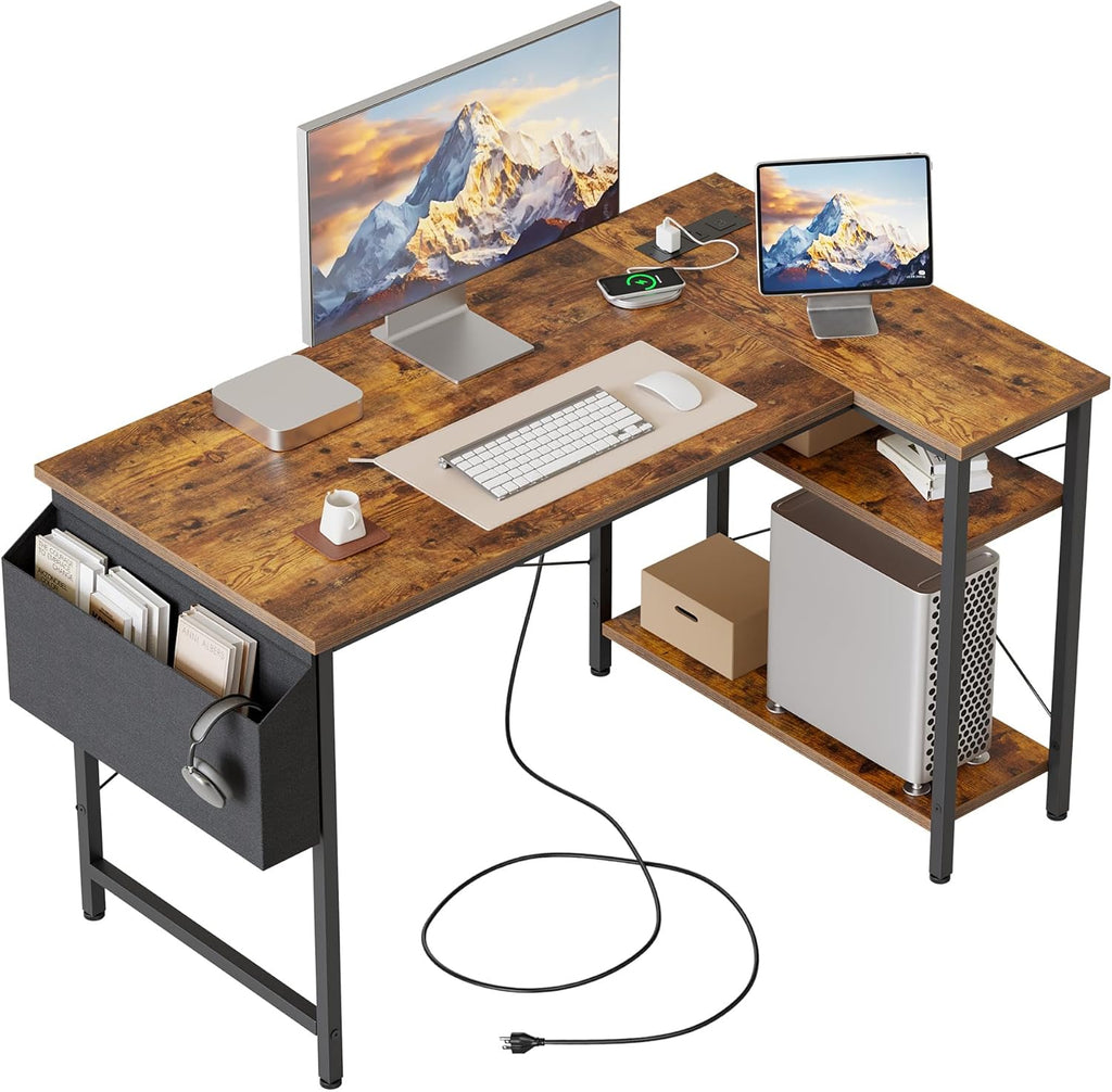 L Shaped Desk, 100 cm Corner Gaming Desk for Home Office, Computer Desk Sturdy Writing Workstation for Small Space, Easy to Assemble, Black