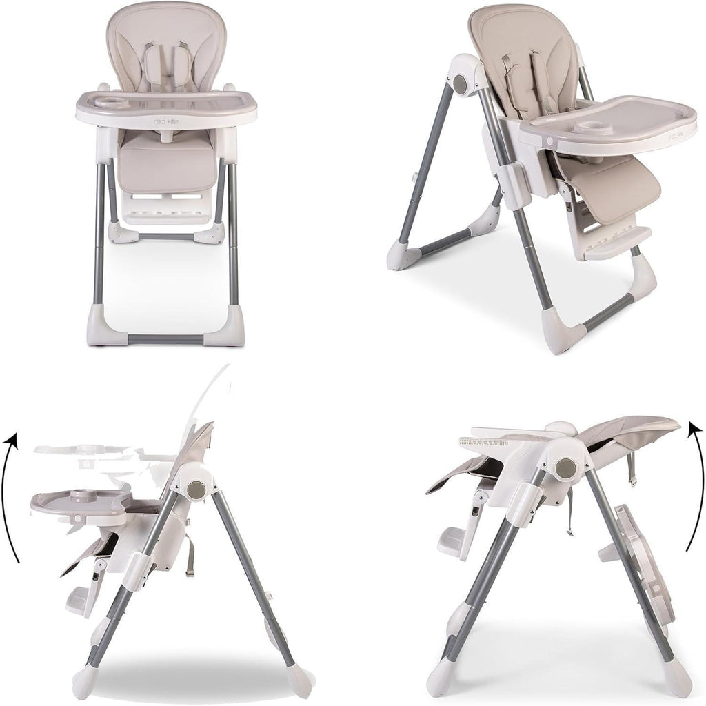 【NS】Feed Me Lolo Luxury Six Height Adjustable Hi-Lo Highchair, Soft Grey/White