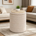 Large Round Ottoman with Storage,Folding Boucle Stool,Ottoman Coffee Table,Chest Toy Box,Footstool for Living Room,Bedroom