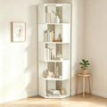 5-Tier Corner Shelf Unit Freestanding Display Rack, Wooden Open Storage Bookcase for Living Room Bedroom Home Office, Space-Saving Tall Narrow Stand, 40x40x159 cm [Plus A Free Gift]