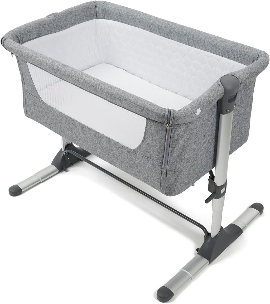 Bedside Co‑Sleeper Crib, 2‑in‑1 Adjustable Height Baby Bassinet with 5cm Thick Mattress, Anti‑Reflux Incline Breathable Mesh, Safety Certified, Co‑Sleeping Standalone Cot for Newborn Infant