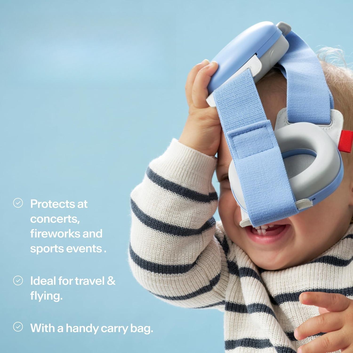 Baby Ear Defenders 0-48 Months 24dB Noise Reduction Adjustable Headband Soft Padding Summer Use Improved Design for Sensitive Ears