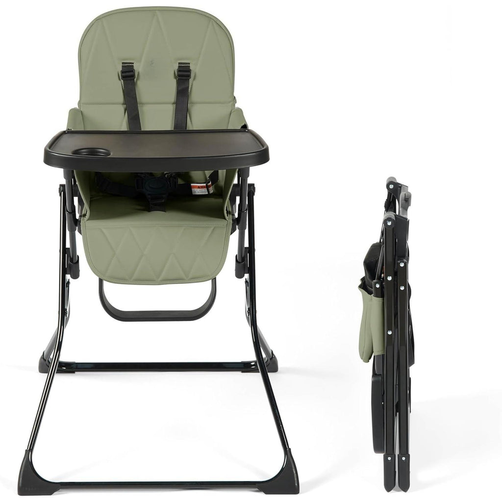 【NS】Flip Magic Fold Highchair (Sage Green) – Suitable from Sitting Up to 15kg, 5-Point Safety Harness, Removable Tray, Quick One-Hand Fold, Compact Slimline Design for Easy Storage