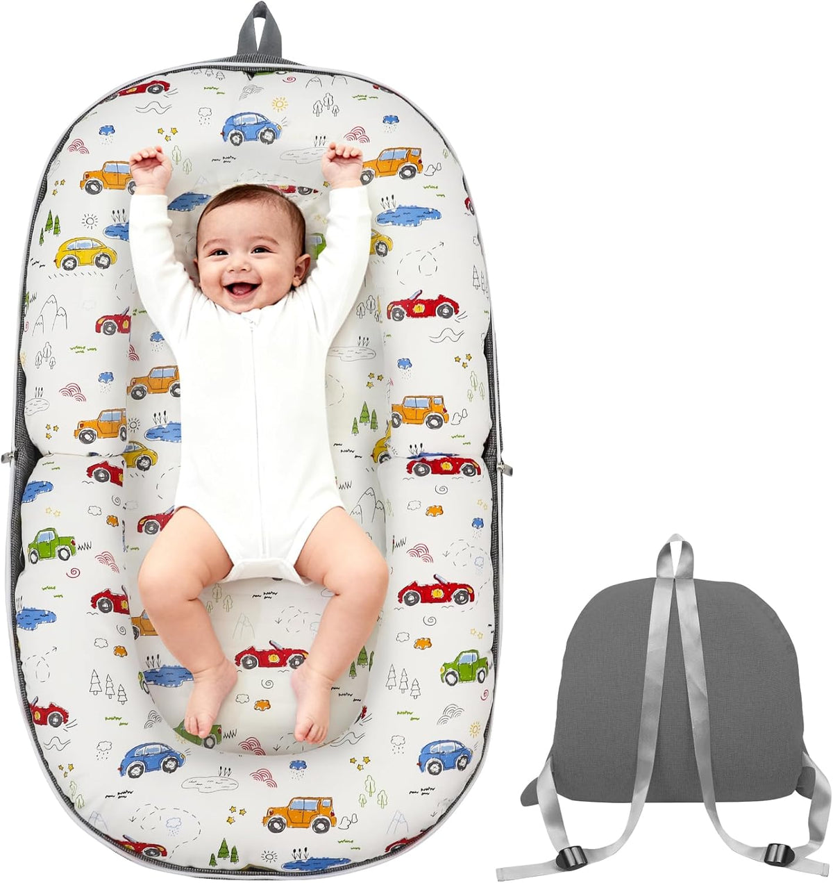 Portable Newborn Bassinet Cot – 2-in-1 Baby Nest Lounger Converts to Travel Backpack for Infant 0-12 Months, Essential Newborn Baby Gift [Plus A Free Gift]