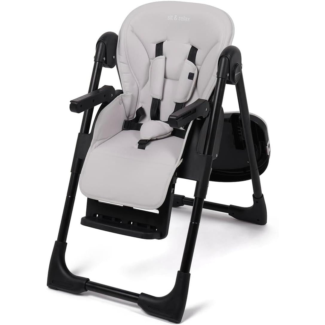Adjustable Luxury Highchair – Suitable from Newborn up to 3 Years (Max 15kg), Taupe & Black Design, with Secure Harness, Padded Seat [Plus A Free Gift]