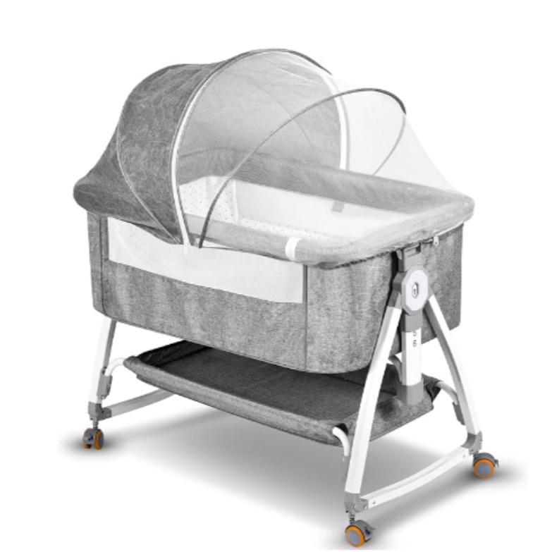 【NS】3 in 1 Baby Crib, Baby Cradle, Bassinet, Infant Cot, Bedside Sleeper, Travel Cot, with Mattress and Changing Table, Folding, Adjustable, Rocking, Portable Crib, Mosquito Net and Wheels