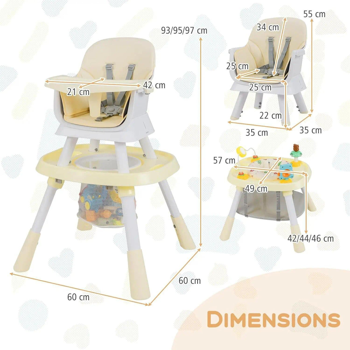 16-in-1 Convertible High Chair for Babies & Toddlers, 6-36 Months, with 5-Point Safety Harness, Removable Feeding Tray, Adjustable Tabletop, Sturdy Frame, Ideal Chair for Dining and Play [Plus A Free Gift]