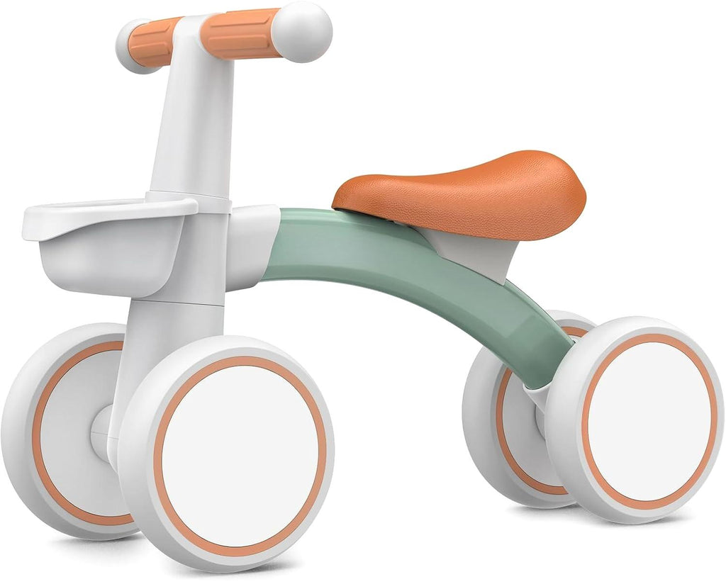 4‑Wheel Baby Balance Bike, No‑Pedal Toddler Ride‑On Toy with Removable Front Basket, 3‑Level Adjustable Seat, Safe Steering Limiter, Stable First Walker for Toddlers 12‑24 Months, Ideal 1st Birthday Gift for Boys & Girls