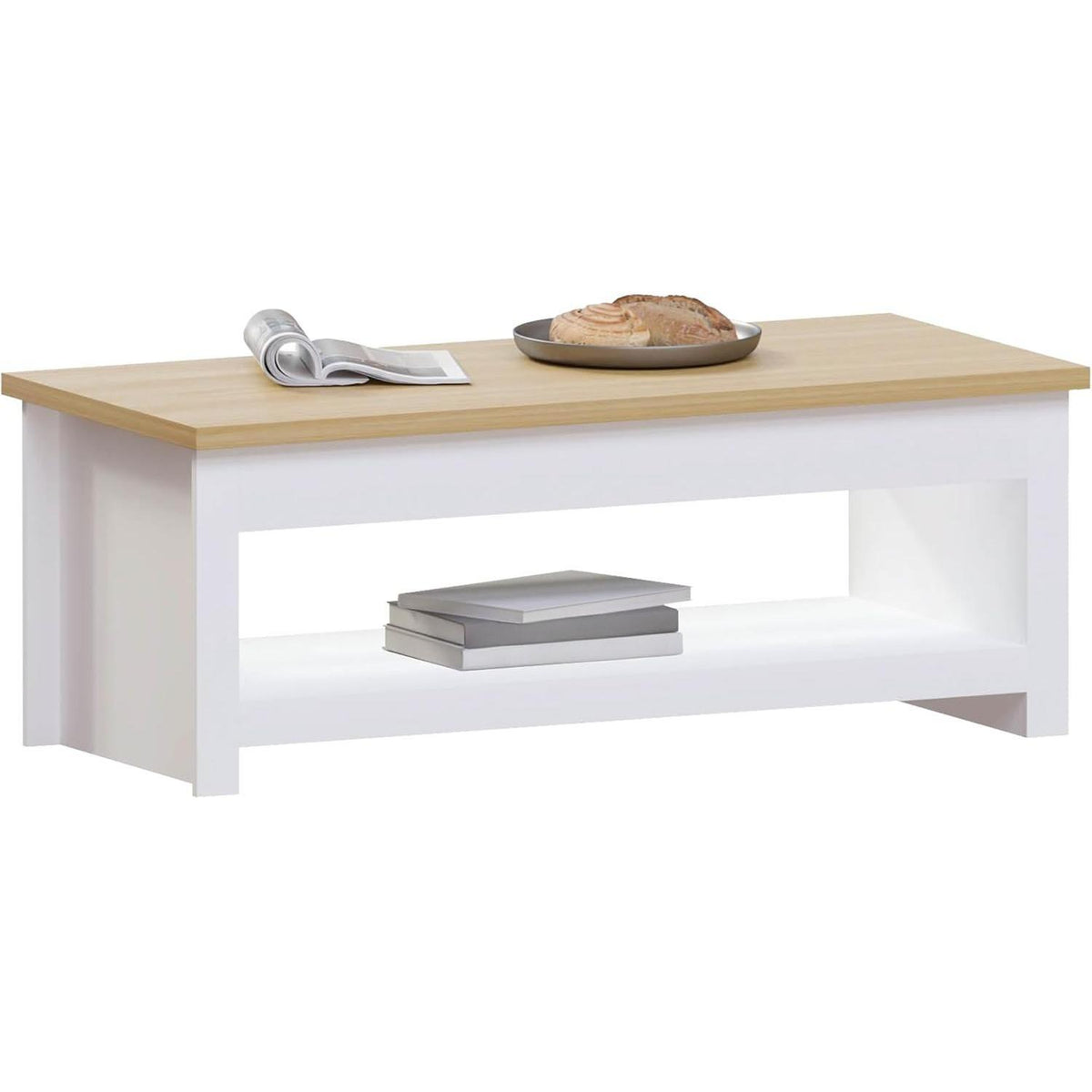 Sleek Modern MDF Coffee Table with Single Shelf Storage - Stylish Living Room Coffee Table