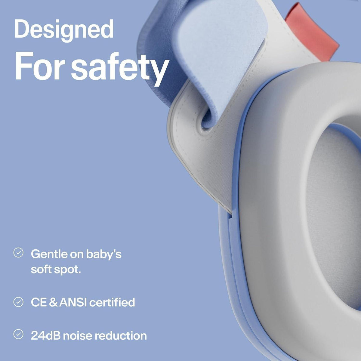 Baby Ear Defenders 0-48 Months 24dB Noise Reduction Adjustable Headband Soft Padding Summer Use Improved Design for Sensitive Ears