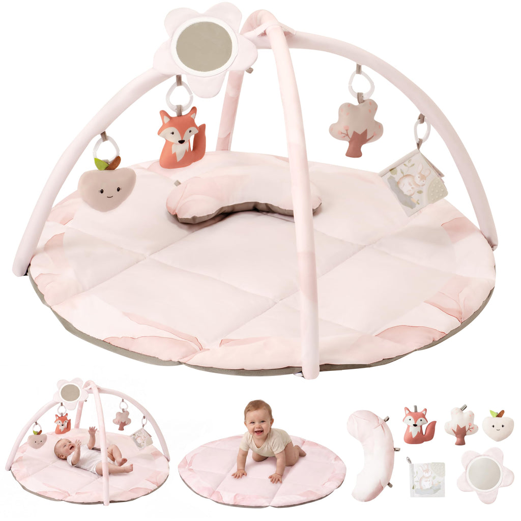 Fortella Baby Play Gym, Activity Playmat for Floor, 5 Detachable Toys, Sage