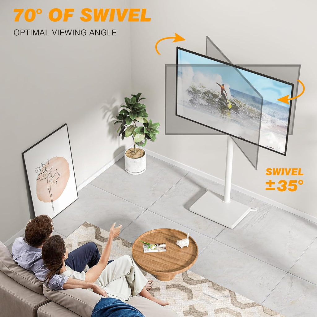 TVON TV Floor Stand for 32 to 60 inch TVs Tall TV Stand with Support Feet, Slim Corner TV Stand Height Adjustable Swivel TV Stands, Max VESA 400x400mm up to 40kg