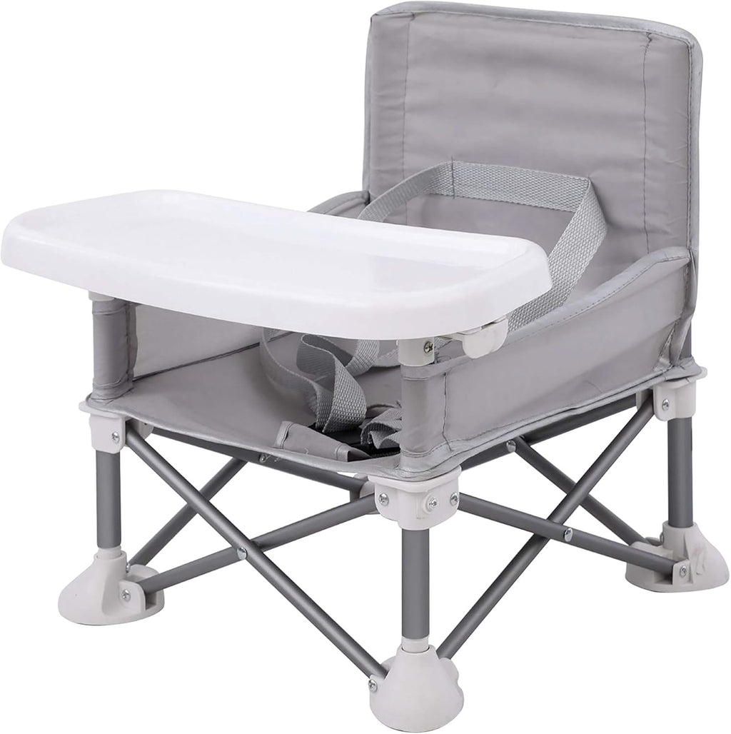 Baby Booster Seat Highchair Portable Seat Chair| Compact Fold with Straps for Indoor/Outdoor Use| Great for Camping Beach Lawn |Toddlers Kids Boys Girls (Neutral) baby  chair