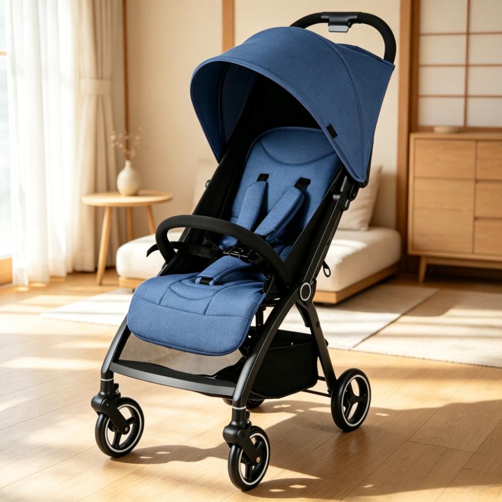 Lightweight Baby Pushchair – One-Hand Fold Travel Stroller for Infants 0-36 Months, Adjustable Reclining Seat, Extendable Canopy, 5-Point Safety Harness, Large Under-Seat Basket, Compact for Car Boot [Plus A Free Gift]