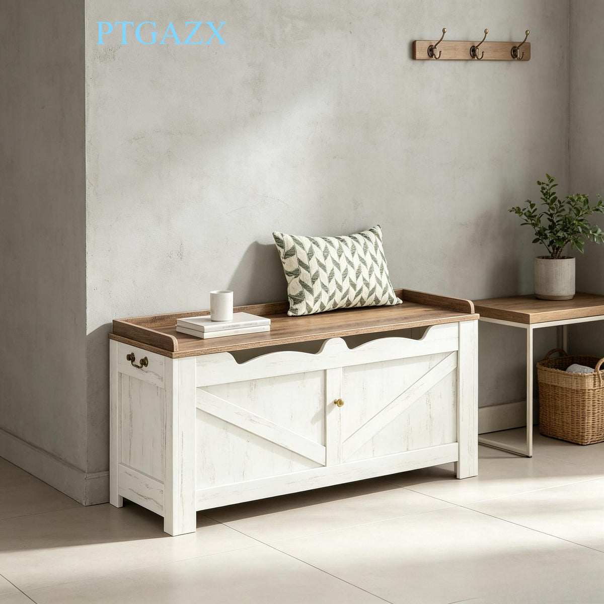 Extra‑Large Lift‑Top Storage Ottoman Bench, Wooden Storage Chest Trunk with Safety Hinges, Multifunctional Shoe Bench Cabinet for Entryway Bedroom Living Room Hallway