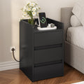 YITAHOME Bedside Table with 3 Drawers and Power Station Grey