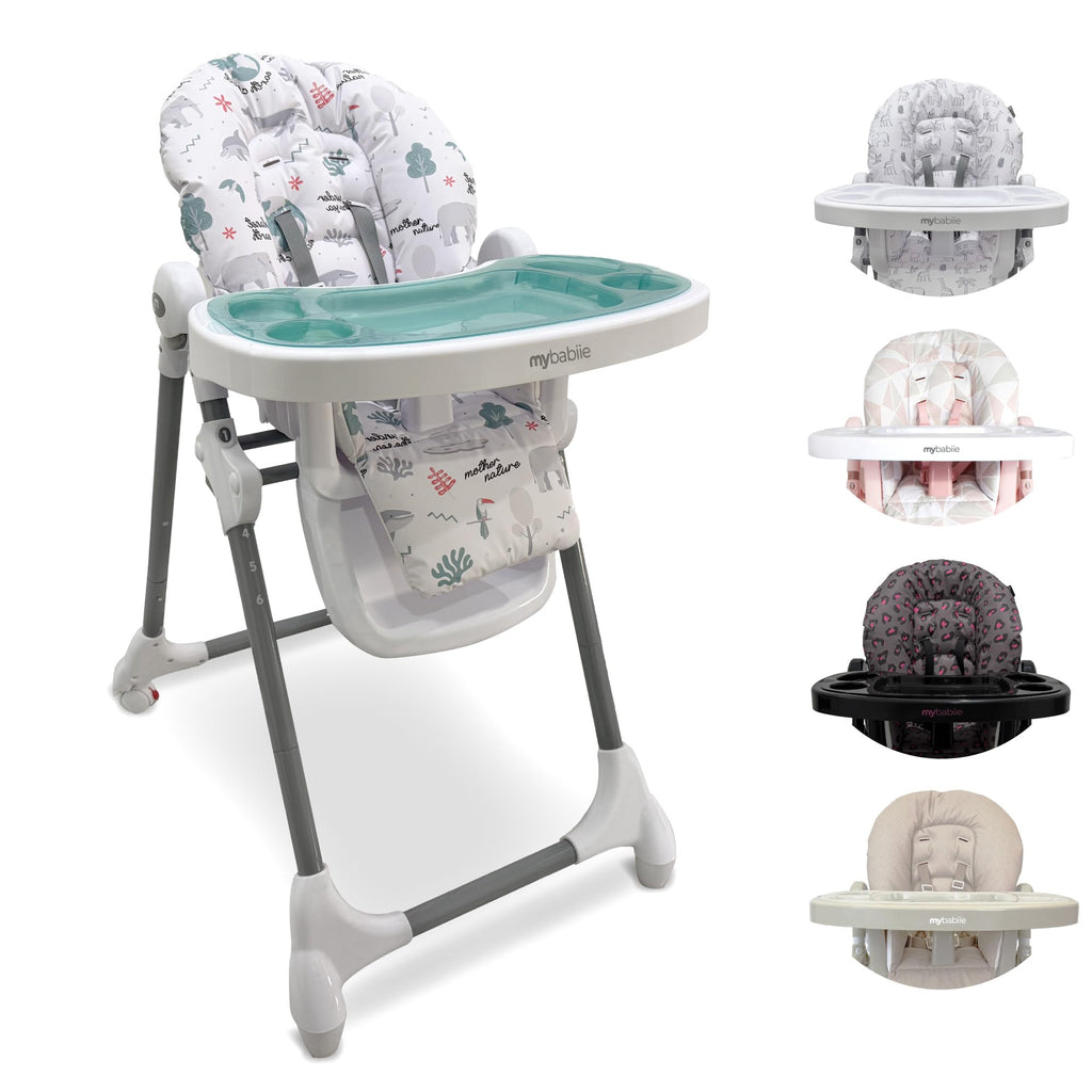 My Babiie MBHC8 Premium Highchair – Adjustable, 3 Recline Positions, 6 Height Settings, Removable Tray, Padded Seat, Foldable, for Toddler, from 6 Months to 3 Years (15kg) – Oatmeal