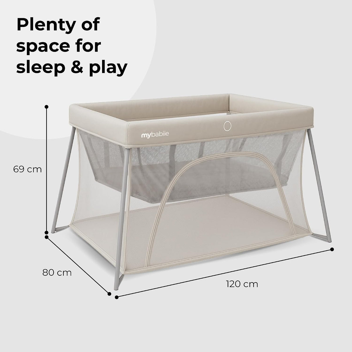 My Babiie MBTC3 Air-Light 3-in-1 Travel Cot, Bassinet, Playpen - Lightweight, from Birth to 15kg, Foldable, Travel Bag, Padded Mattress, Mesh Sides - Ivory