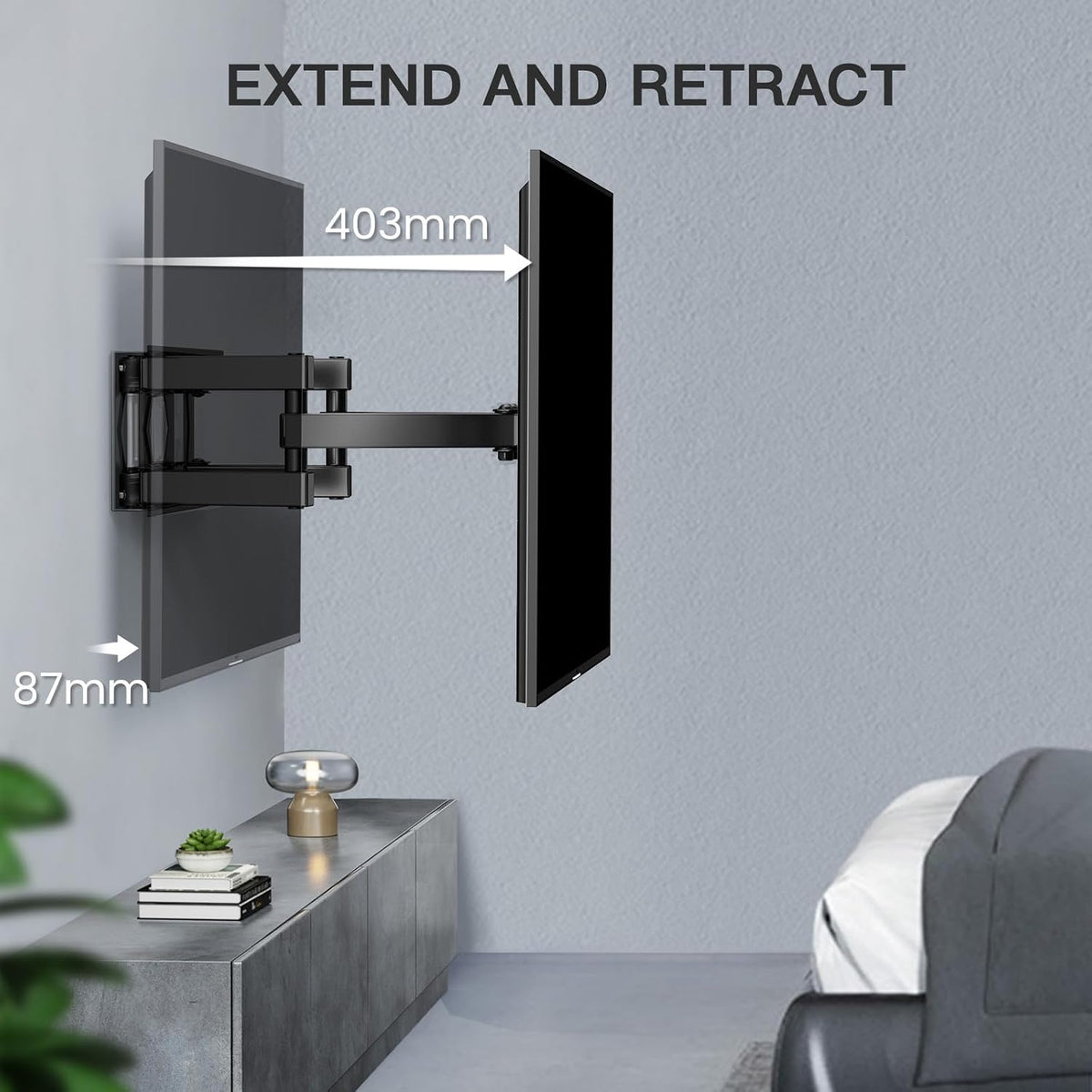 VEN-PERLESMITH TV Wall Bracket, Swivel Tilt Wall Mount for 26-70 Inch Flat & Curved TVs up to 45kg, Max. VESA 400x400mm