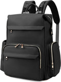 I IHAYNER Diaper Bag Backpack Leather Backpack for Women Travel Dad Mother Outdoor Backpack with Changing Pad Stroller Straps (Black)