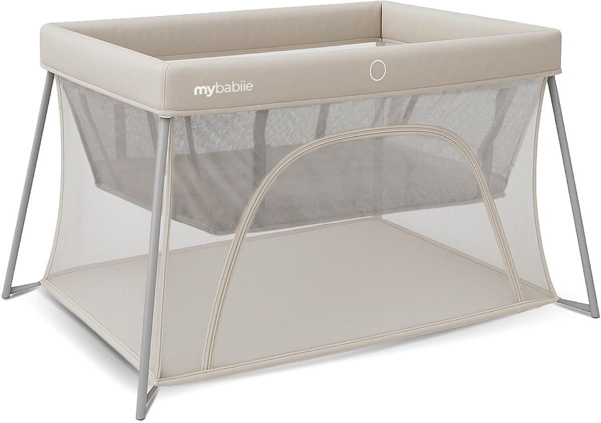 My Babiie MBTC3 Air-Light 3-in-1 Travel Cot, Bassinet, Playpen - Lightweight, from Birth to 15kg, Foldable, Travel Bag, Padded Mattress, Mesh Sides - Ivory