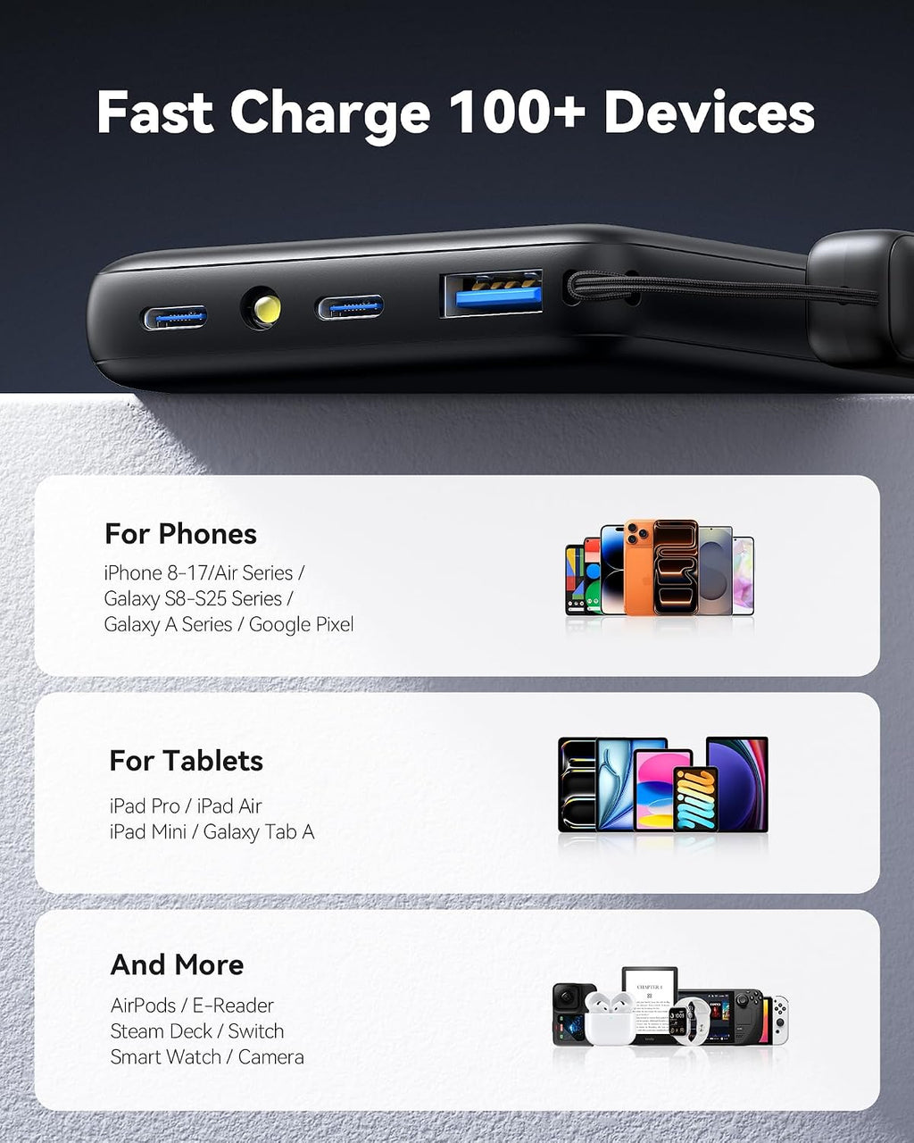 VEN-INIU 45W Fast Charging Power Bank, 40% Smaller 10000mAh Portable Charger