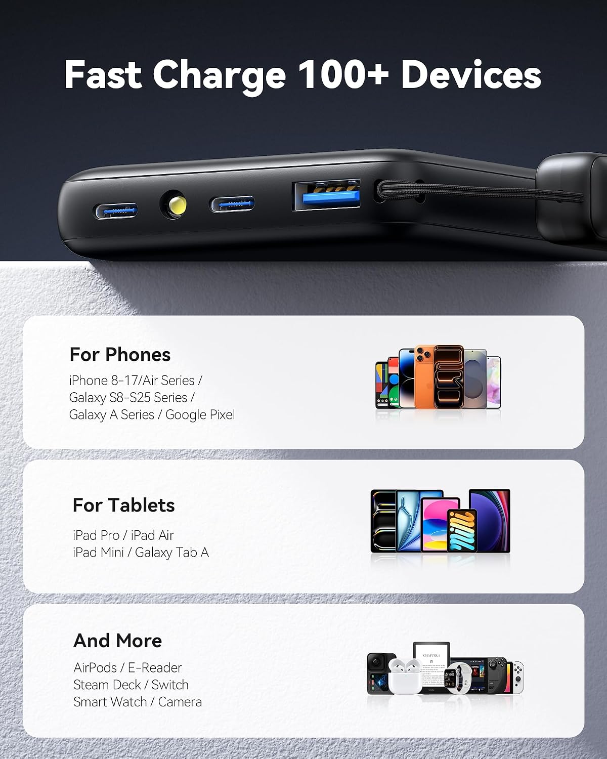VEN-INIU 45W Fast Charging Power Bank, 40% Smaller 10000mAh Portable Charger