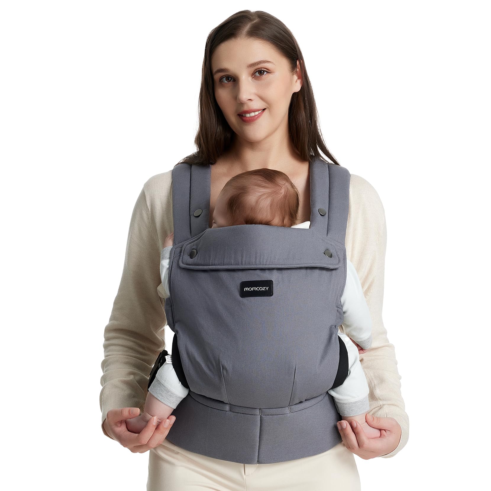 Momcozy Baby Carrier for 3-24M/3.2-20kg, Waist 64-127cm, Air Mesh-Apricot