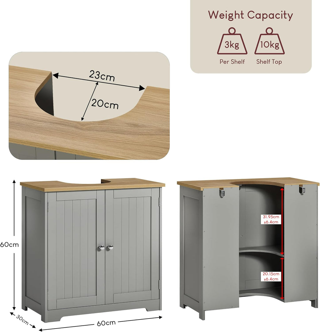 Bath Vida Priano Freestanding 2 Door Under Sink Cabinet, Grey & Oak