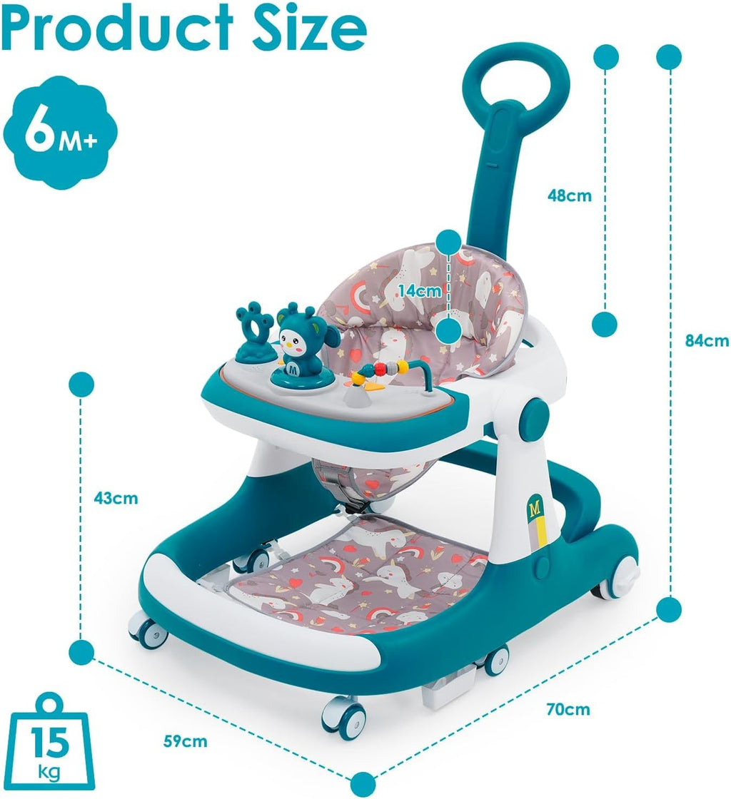 Baby Walker, 3 in1 Multifunction Anti-Rollover Toddler Walker, Push Along Walker, with Wheels & Brake & Push Handle & Removable Table for Boys and Girls Baby