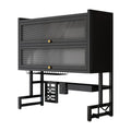 2‑Tier Over‑The‑Sink Dish Drying Rack, Black Carbon Steel Kitchen Counter Organizer with Acrylic Dust‑Proof Cabinet Doors, Dish Shelf & Spice Storage, Space‑Saving Sink Shelf, Size 95×28×90cm