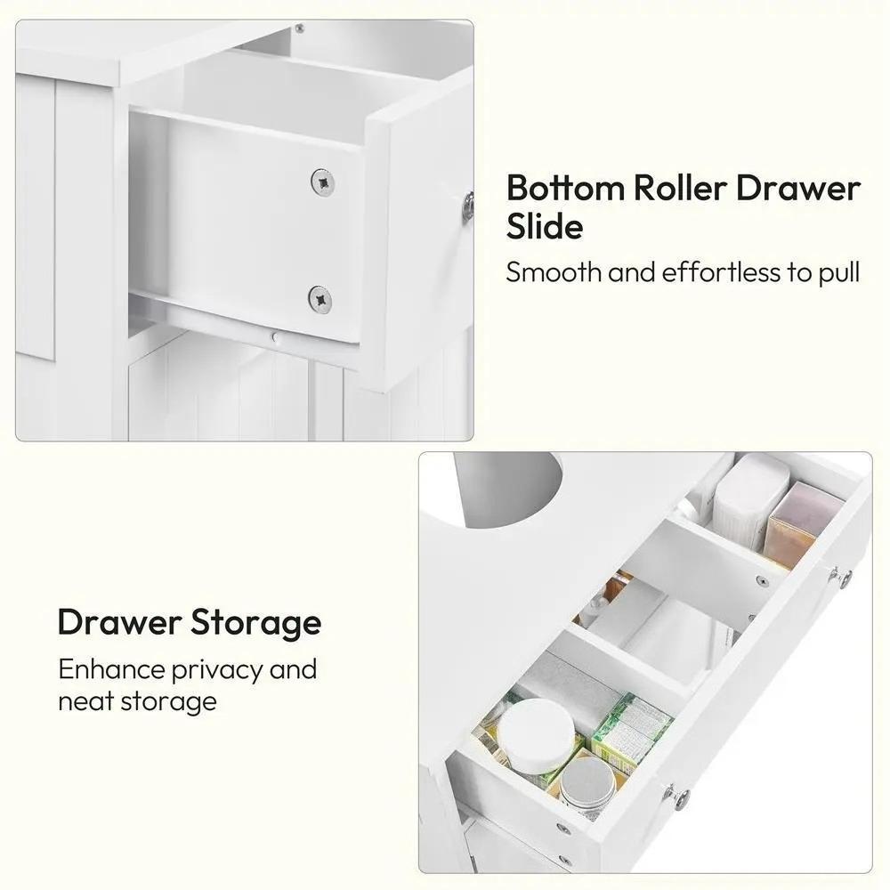 White Under Sink Bathroom Cabinet, Freestanding Storage Unit with 2 Doors and Divided Drawers, Compact for Small Spaces, 60x30x60 cm [Plus A Free Gift]