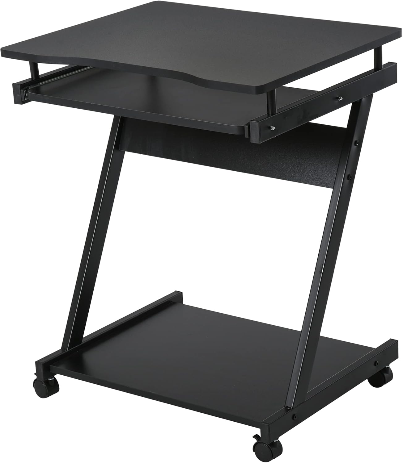 Movable Computer Desk with 4 Moving Wheels Sliding Keyboard Tray Home Office Workstation White