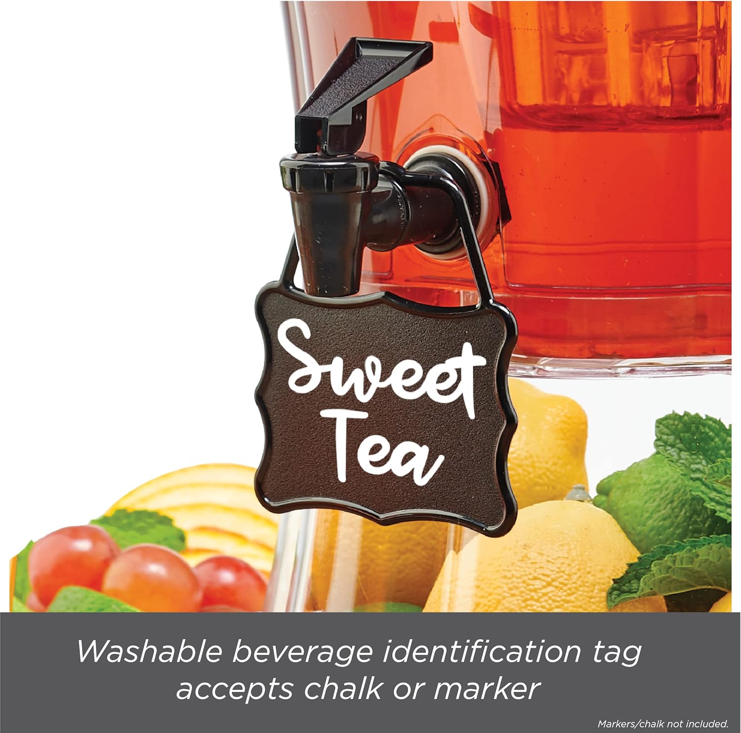 3.5 Gallon Plastic Beverage Dispenser, Clear Drink Dispenser with Ice Core, Stand, Spigot & Bonus Chalkboard Tag, Large Punch Dispenser for Parties, BBQ, Camping, Buffet, Home & Commercial Use