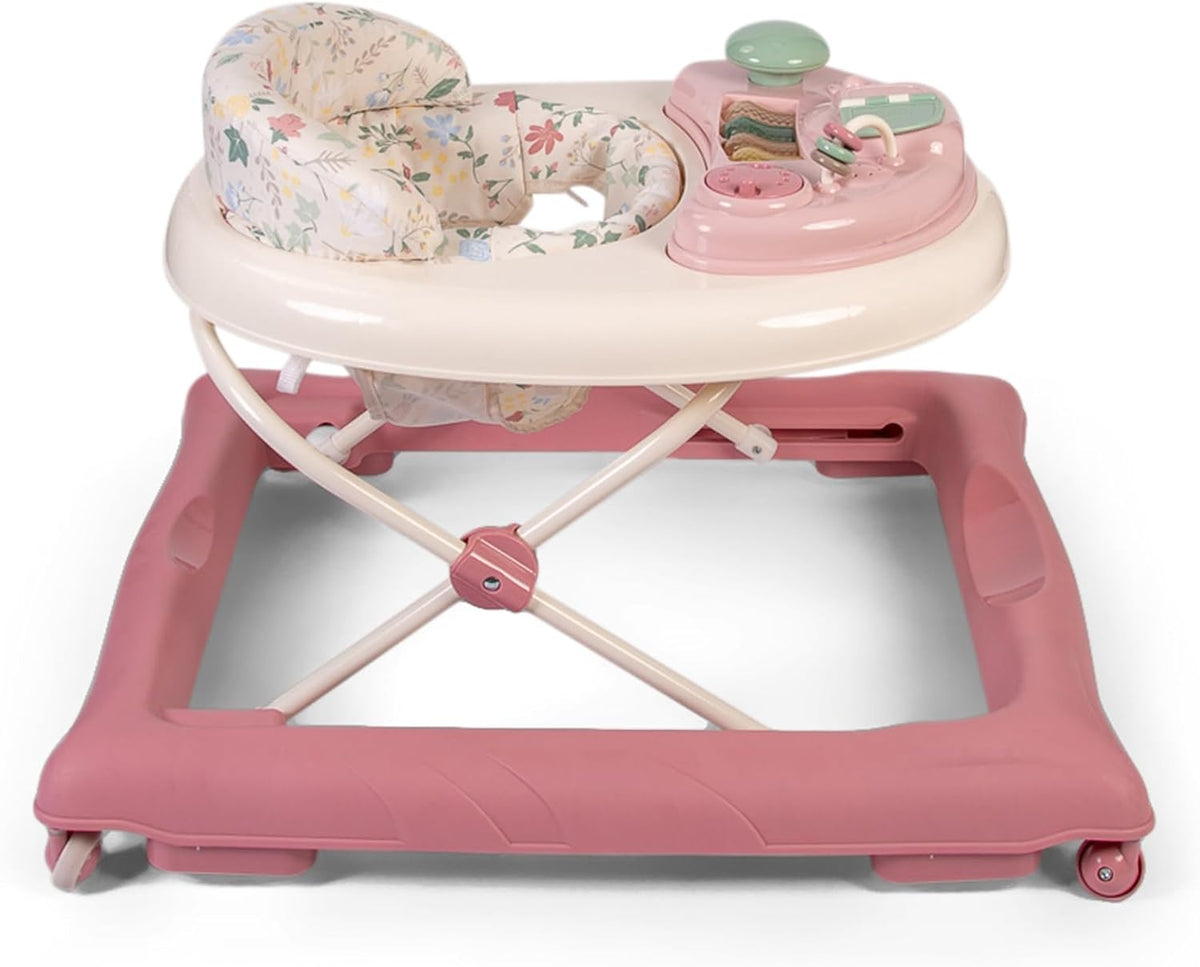 【NS】Baby Go Round Jive Electronic Baby Walker – Rose & Ivy Design: Interactive Musical Play Tray with Lights & Sounds, Adjustable Height, Safe for First Steps
