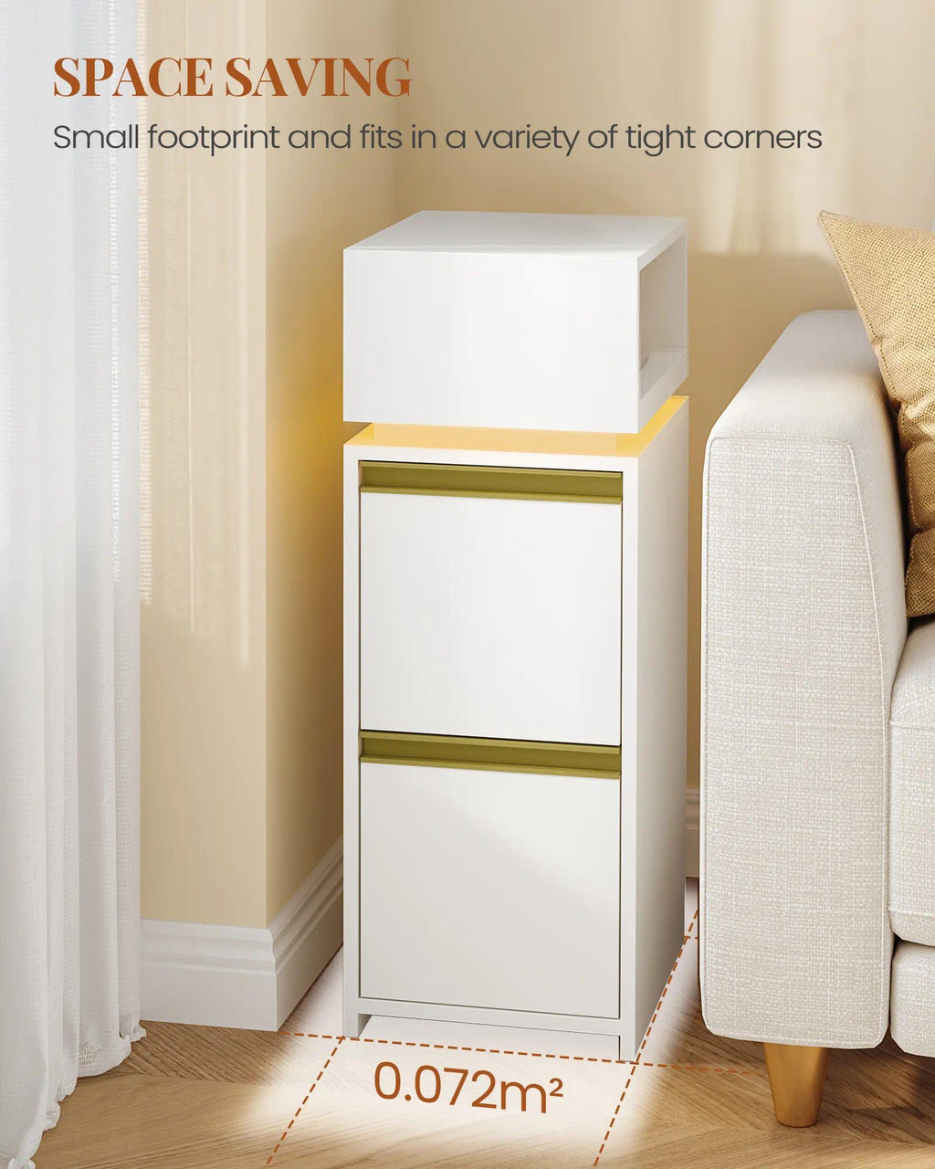Modern Slim Nightstand with LED Light, 2-Drawer Bedside Cabinet with Open Storage Shelf, Small Side Table for Bedroom Living Room, Space-Saving Furniture [Plus A Free Gift]