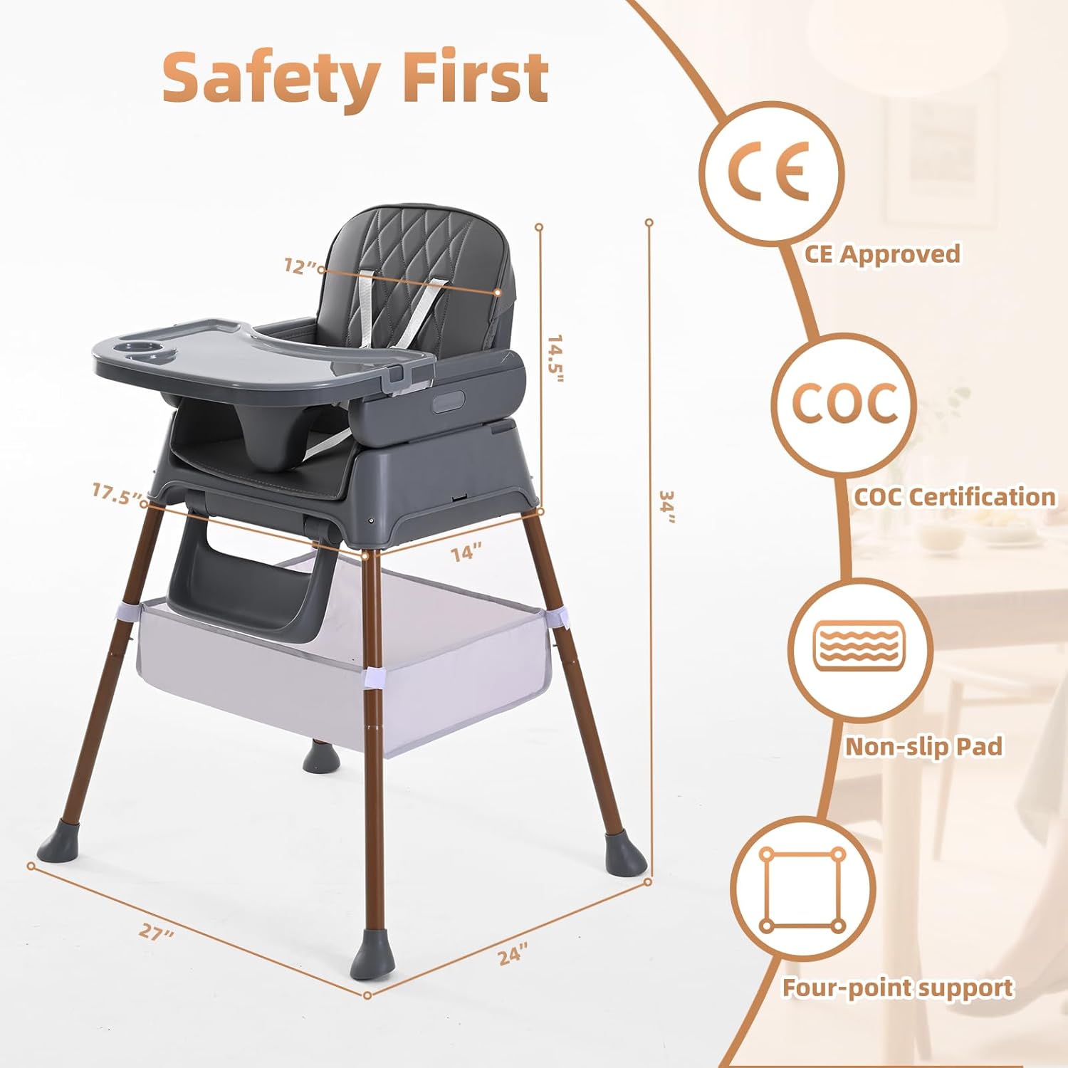 Adjustable Folding Baby Dining Chair - 3-in-1 Convertible High Chair & Booster Seat, Portable Compact Feeding Chair for Travel, 6 Months to 3 Years (Pink) [Plus A Free Gift]