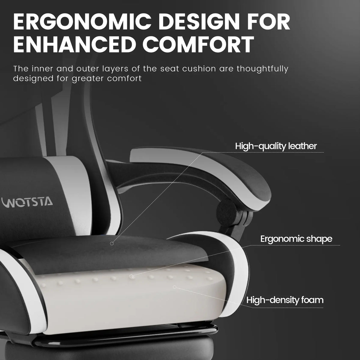 NIONIK Gaming Chair for Adults - Comfortable Padded Racing Chair with Linkage Armrests, High Back Reclining Computer Chair, Premium Leather Cushion, Wide Wing Backrest, Adjustable Height, 360° Swivel Gamer Chair
