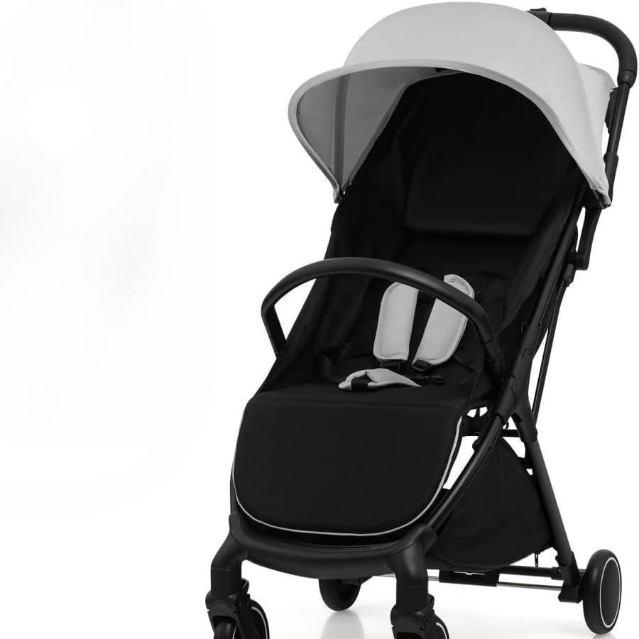 Lightweight Portable Baby Stroller, One-Hand Fold Travel Pushchair with Washable Seat Cover, 5-Point Safety Harness, Adjustable Canopy & Backrest & Footrest, Anti-Slip Brake Travel Buggy for Newborns 0–3 Years