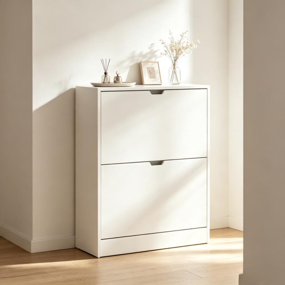 Slim Wooden Shoe Cabinet with 3 Flip Drawers, Dustproof Entryway Storage Unit, Space-Saving Hallway Organiser, Sustainable Furniture [Plus A Free Gift]