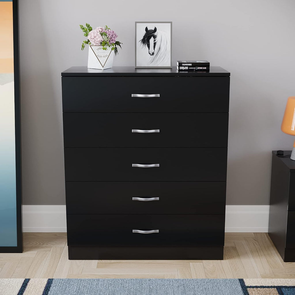 5 Drawer Chest of Drawers, Metal Handles and Runners, Anti-Bowing Drawer Support, Bedroom, Nursery Furniture,