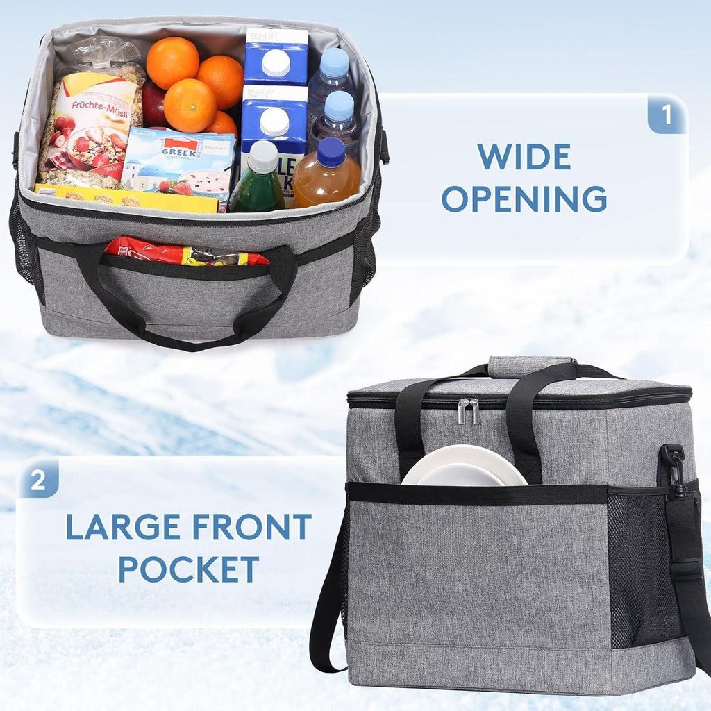 Soft Cooler Bag with Hard Liner, Large Insulated Picnic Lunch Bag Box Soft-Sided Cooling Bag for Camping/BBQ/Family Outdoor Activities