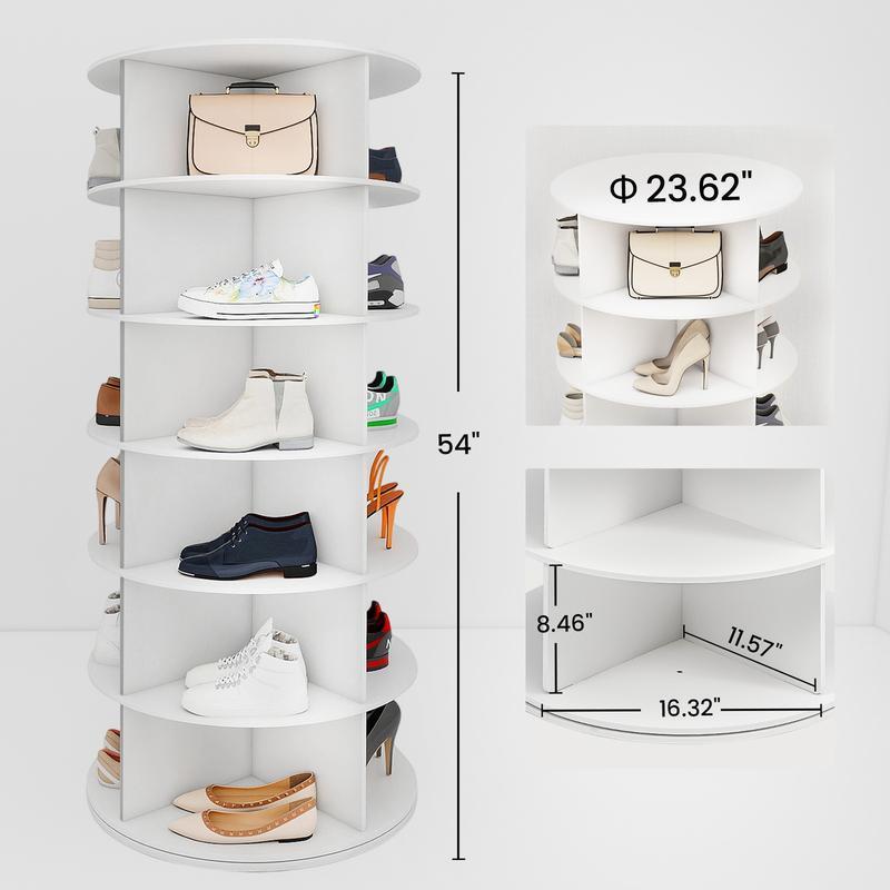 360° Rotating Shoe Rack Tower, 6/7 Tier Lazy Susan Shoe Storage Organizer, Round Carousel Cabinet for Shoes & Handbags, Space-Saving Solution for Entryway, Hallway & Closet