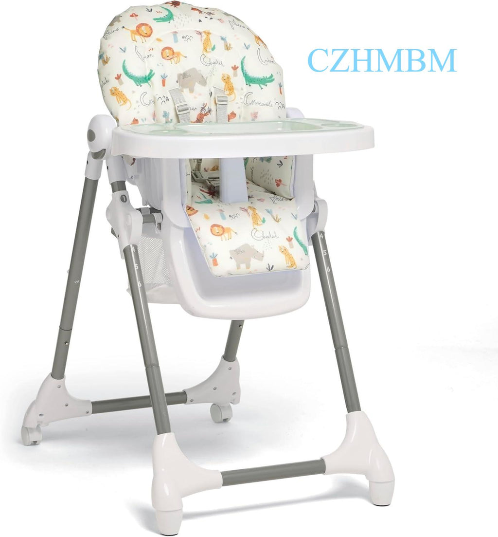 Adjustable Luxury Highchair – with Recline & Foldable Features, Removable Tray and Jungle Alphabet Design, Suitable from Newborn to Toddler [Plus A Free Gift]