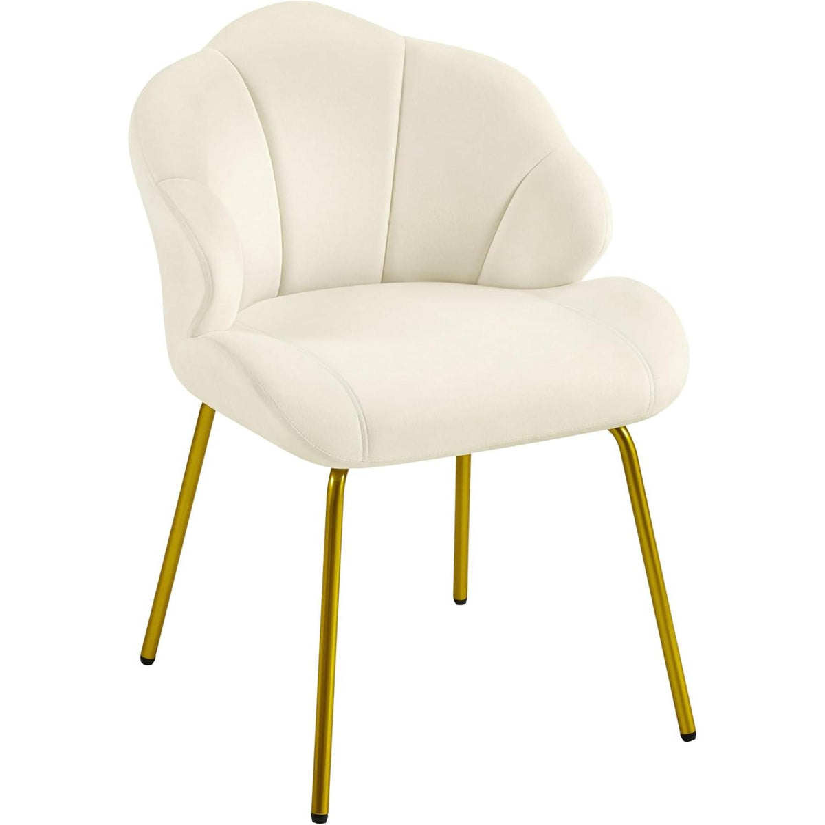 Modern Shell‑Shaped Velvet Vanity Chair, Luxury Upholstered Accent Chair with Golden Metal Legs, Multi‑Purpose Makeup Dressing Side Chair for Bedroom, Living Room, Home Reception