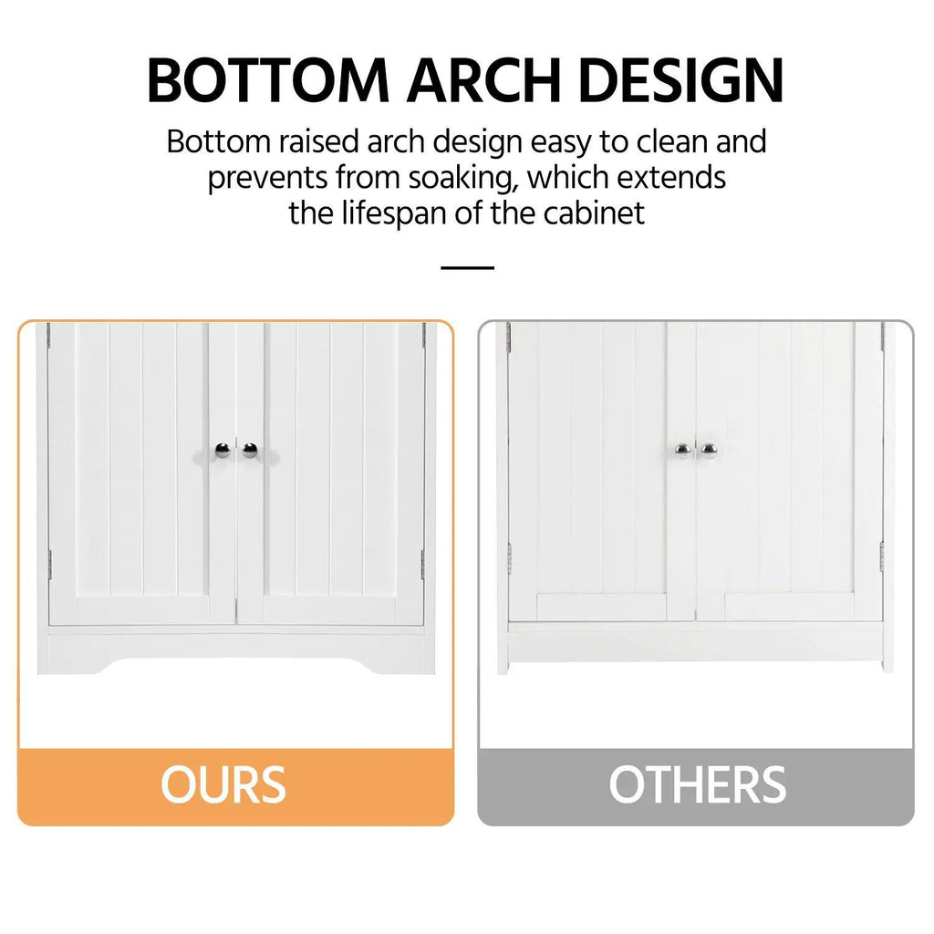 Compact Under Sink Bathroom Cabinet 60x30x60 cm – 2 Door Floor Standing Storage Unit, Pedestal Basin Base with Adjustable Shelf, Small Space Solution for UK Bathroom [Plus A Free Gift]